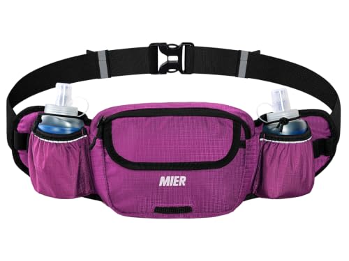 MIER Hydration Waist Pack with Soft Flasks (2x300ml) for Women Men, Purple