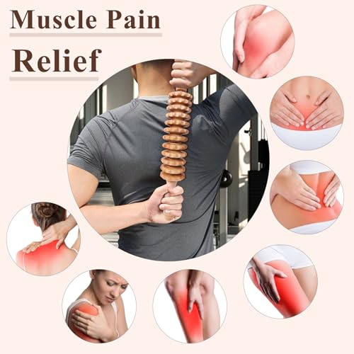 Cellulite Massage Tool Wood Therapy Massage Tools Fascia Blaster Mucle Roller Lymphatic Drainage Massager Deep Tissue Massage Stick for Legs Thighs Relief Recovery(White 12-Wheel) - color: Nude 12-wheel