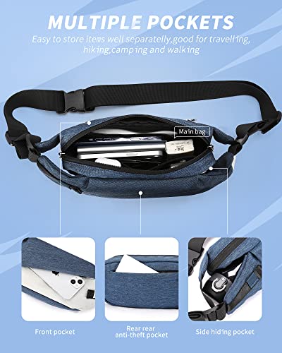 Fanny Pack For Women,Crossbody Sling Bags For Women,Waist Packs For Men,Belt Bags Travel Fanny Pack,Casual Daypack Shoulder Bag Running Tactical Man Purse - color: A1-Blue White