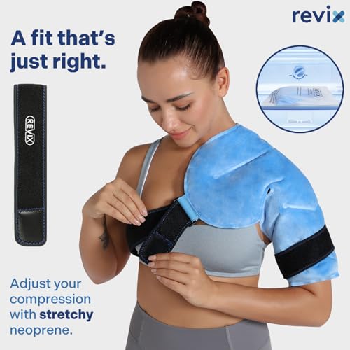 REVIX Shoulder Ice Pack Wrap for Rotator Cuff, Reusable Gel Cold Pack - size: Standard, style: Blue