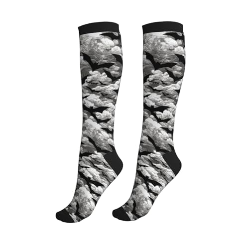 Compression Socks Knee High Circulation Support Socks For Women Men Athletic Running Work Hiking Cycling Travel - color: Bat