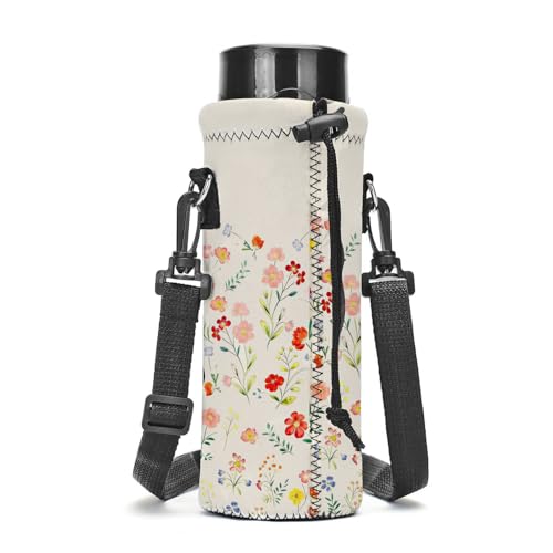AMARY 750ML Neoprene Water Bottle Carrier Bag with Adjustable Shoulder Strap,Insulated Water Bottle Cover for Stainless Steel/Glass/Plastic Bottles 24OZ (AM-24-750-4) - color: AM-24-750-4