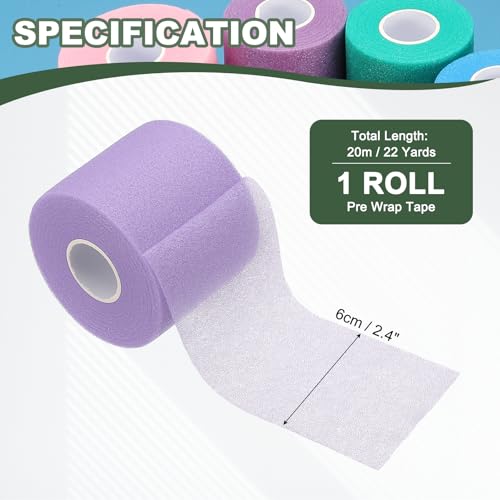 Pre Wrap Tape, Non-Slip Grip Cushion Wrap Prewrap Athletic Tape- Fitting for (Tennis- Badminton - Pickleball - Sports) - color: Purple