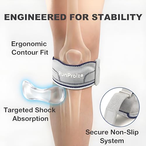 Knee Strap 2 Pack for Patellar Tendon Support – Adjustable Patella Knee Band for Running, Walking, Hiking, Tennis & Pickleball, Gray - color: Gray