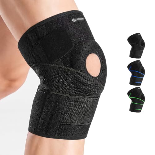 DOUFURT Knee Brace for Men & Women, Side Stabilizers & Patella Gel Pads - color: Black, size: Medium