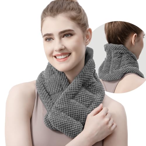 uncn Microwavable Heating Pads for Neck and Shoulders Pain Relief Microwave Heat Pack Versatile Weighted Moist Heated Neck Wrap Reusable Herbal Nature Calming Beanbag Warm Compress 29X7 in 2.4Pounds