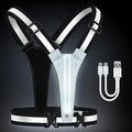 Fokia Kunbio LED Reflective Running Vest Gear,Light Up Vest Runners Night Walking USB Rechargeable,Up to 11hrs Light with Adjustable Waist/Shoulder for Women Men Kids - color: Black