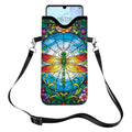 GLOBLELAND Dragonfly Cell Phone Sleeve Pouch Case Bag 7.1×3.9 inch Insect Shockproof Universal Phone Bag with Crossbody Strap Neck Lanyard for Women Men Phone Headphones Watch Multicolor - color: Dragonfly Flowers