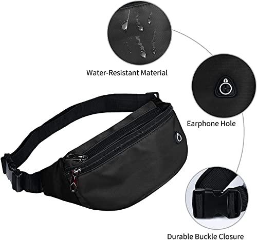 Fanny Packs for Men and Women Water-Repellent Sports Waist Pack Bag - color: 2pack-Black/Grey Blue