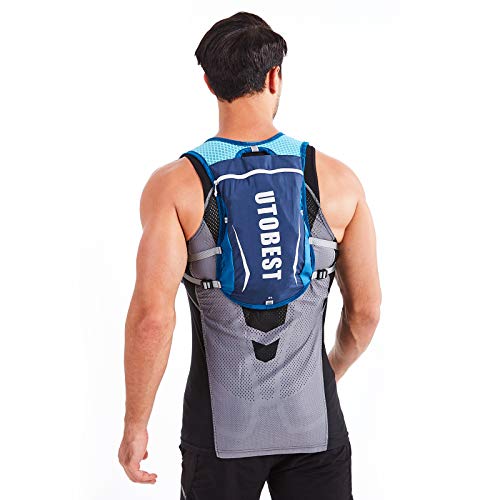 UTOBEST Running Vest Lightweight Hydration Vest Pack 5L UTR104 - color: Blue Vest 5L with 2 x Soft Flask