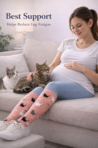 Aoliks 6 Pairs Compression Socks for Women & Nurses, Flying Knee High Socks - color: 020 A01-multicoloured 03, size: Large-X-Large