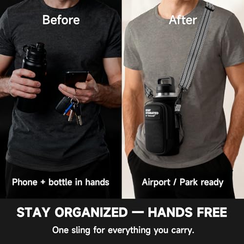 Water Bottle Holder with Strap, Crossbody Carrier for 24–40 oz Bottles