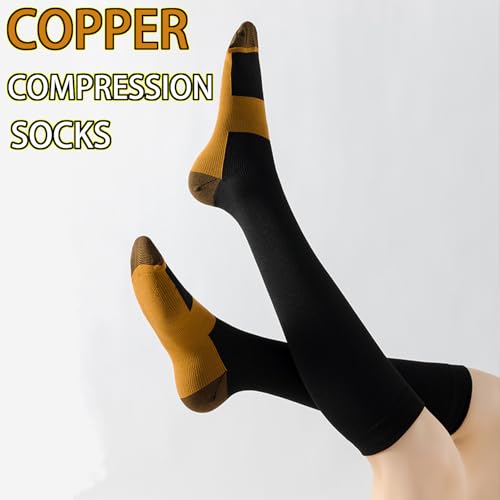 8 Pairs Knee High Compression Socks for Men Women, 15-20 mmHg Support - color: 01 Black