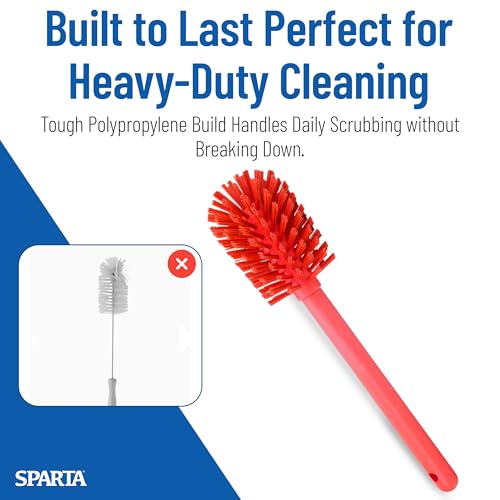 SPARTA Large Water Bottle Brush Ideal for Wide-Mouth Jars, Bottles and Tumblers, Dishwashing Tool with Handle for Home and Commercial Kitchens, Plastic, 12 Inches, Red - color: Blue