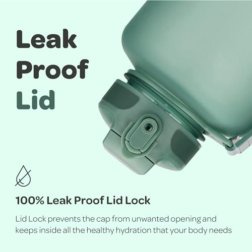 Hydracy 2L Large Water Bottle, Shatterproof, BPA Free Tritan Plastic, Leakproof, Zero Condensation, With Detachable Carry Strap, Spillproof Lid, Convenient Silicon Spout, Ideal for Gym, Yoga - color: Moonlight Green, size: 64 oz