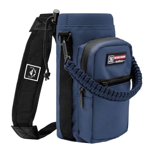 NATURE PIONEOR 26-128 oz Insulated Water Bottle Carrier Holder with Strap - color: Navy, size: 18-26oz