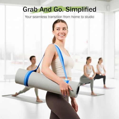 Slim Panda Yoga Mat Strap, Adjustable Soft Cotton Carrier - color: Light Blue & Dark Blue, size: 72 inches