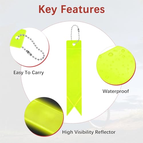 Safety Reflector Pendants - Reflective Safety Keychain Gear with Chain Use for Backpack & Running & Cycling - color: Lemon Yellow