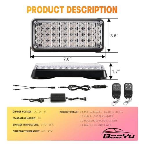 Amber Magnetic Flashing Strobe Lights/w Controller, 2-Pcs - color: 2pcs Amber/Amber