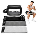 Fabric Resistance Bands for Working Out Women - Set of 3 with Massage Roller Ball & Waterproof Gym Bag - Anti-Slip Glute, Hip & Leg Workout Bands - color: Black, Gray, Light Gray