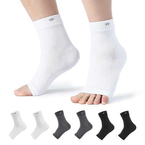 WANDER Compression Socks for Plantar Fasciitis, 2 Pairs Foot & Ankle Brace - color: White, size: X-Large