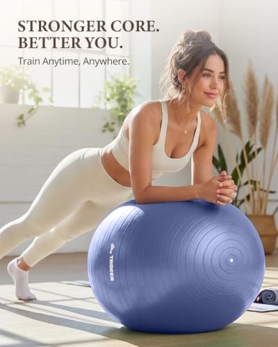 Trideer Yoga Ball for Exercise, Pregnancy, Active Sitting, 55/65/75cm - color: Midnight Blue, size: L(23-26ines/58-65cm)
