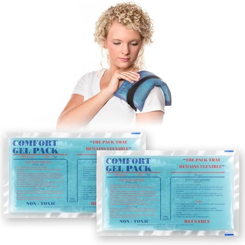 Flexible Reusable Gel Packs for Neck, Wrist, Arm, Back and Shoulder Pain Relief - Versatile Hot or Cold Gel Packs for Injuries, Sore Muscles or Toothache Pain Relief, Blue, 6" x 10", 2 Pack - size: 6"x10"-2 Pack