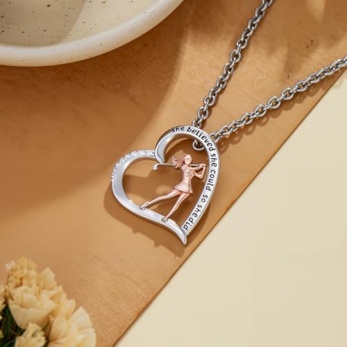 PROESS Tennis/Basketball/Soccer/Gymnastics/Running/Golf/Barbell Necklace 925 Sterling Silver Sports Pendant Inspirational Jewelry Gifts for Women - style: Golf