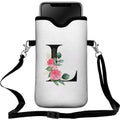 Cell Phone Sleeves Bag Case Crossbody Neoprene Holder Lanyard Phone Pouch for Women Men 7.5 X 4.5 Inches - Letter_L - color: Letter_L