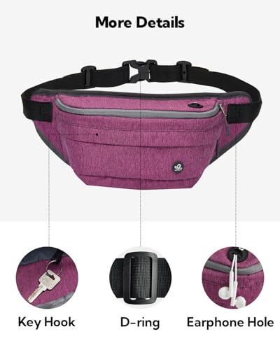 WATERFLY Fanny Pack Waist Bag: Large Crossbody Fannie Bum Belt Bag Hip Phanny Pack for Men Women Outdoor Sport Hiking Traveling Walking - color: Purple
