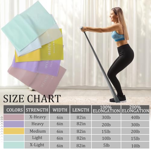 Resistance Bands for Working Out, Physical Therapy, Exercise, Pilates, Yoga - color: Pastel Collection