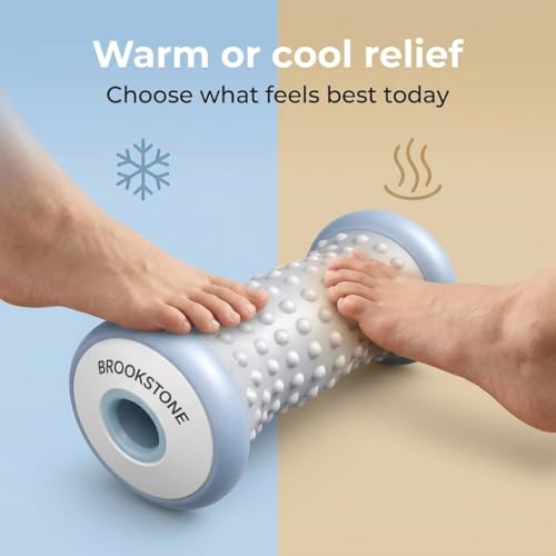 Brookstone Foot Roller Massager Plantar Fasciitis - Hot and Cold Foot Roller Massage for Tension Relief - Microwave & Freezer Safe - Relax The Muscles with Plantar Fasciitis Rollers (Gray) - color: Gray