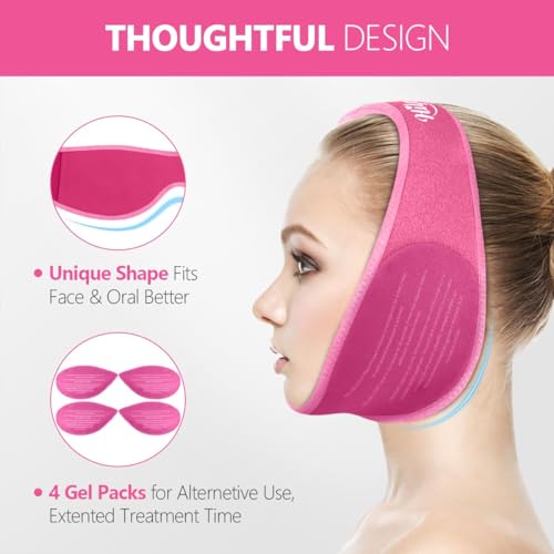Hilph Wisdom Teeth Ice Pack Head Wrap, Face Ice Pack for Jaw Oral Surgery - color: Pink