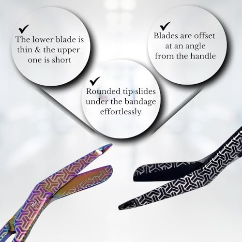 Bandage Scissors 5.5" Long Set of 6 Nurse Vet Tech Gift Made of Stainless Steel with Colorful Patterns First Aid Used For Cutting Gauze Tape Clothing Bandages Vet Wrap Adhesive Removal (Set 9) - style: Set 9