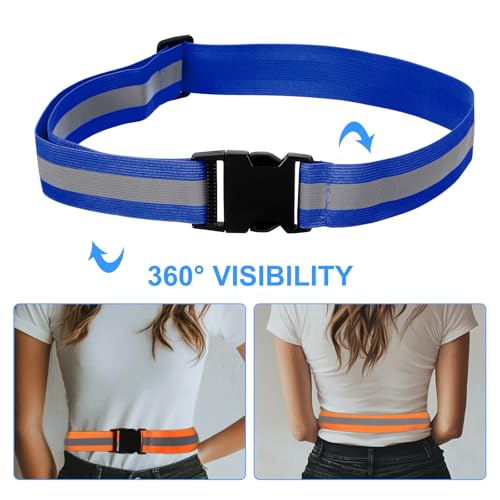 PATIKIL Adjustable Reflective Running Belt, Glow Pt Belt Sash for Cycling Walking - color: Blue, size: 1.5 Inch