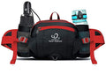 WATERFLY Fanny Pack Waist Bag: Fannie Pack 2 Water Bottle Holders Lumbar Belt Hiking Walking Running Jogging Camping Large Woman Man (Bottle Not Included) - color: Black-red