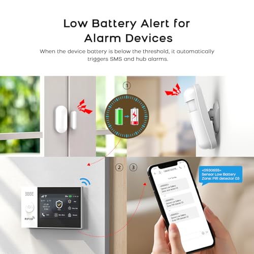PGST Home Alarm System,4.3in WiFi+4G Touch Screen Siren No Monthly Fees - color: White & Gray
