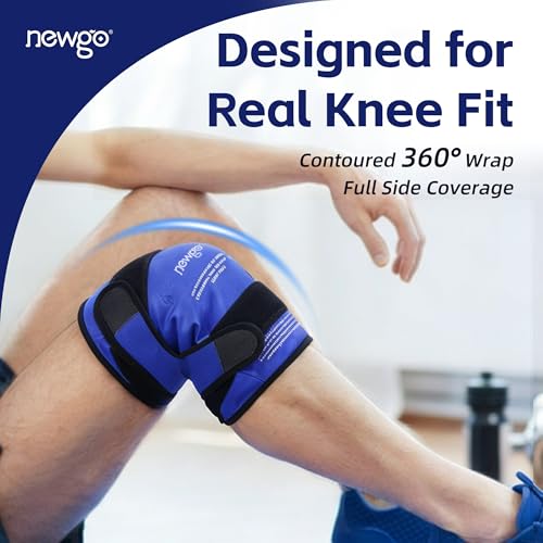 NEWGO Knee Ice Pack Wrap, 360° Full Wrap, Blue - color: Regular Blue 1-pack