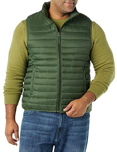Amazon Essentials Men's Lightweight Water-Resistant Packable Puffer Vest - color: Dark Olive, size: Small
