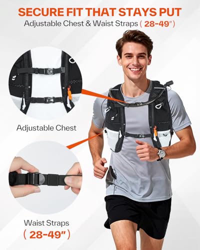 Sportneer Hydration Backpack: Running Vest with 1.5L Water Bladder & Reflective Strips - Lightweight Hydration Vest Backpack for Running Hiking Biking Cycling for Women Men