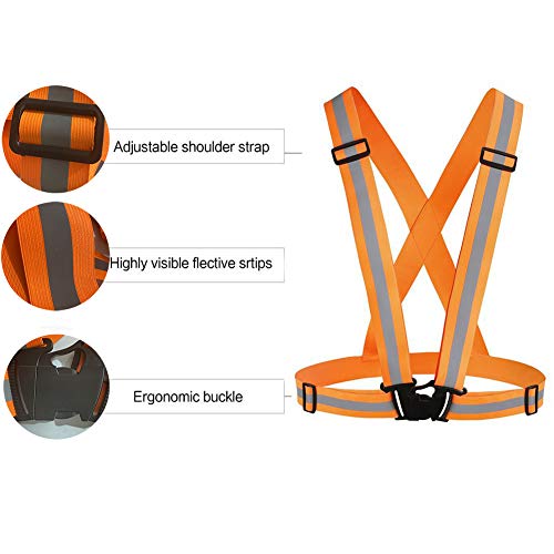 Chiwo Reflective Vest Running Gear 2Pack, High Visibility Safety Vest - color: Green Orange