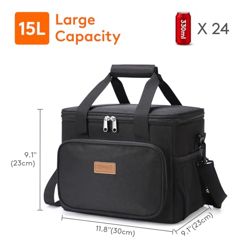 Lifewit Insulated Lunch Box for Men, Lunch Bag Cooler Women, 32-Can 20L - color: Black, size: Large(15L)
