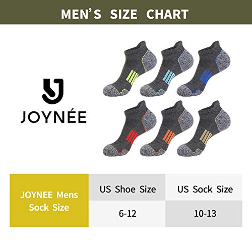 JOYNÉE Mens Ankle Athletic Low Cut Socks Running Sports Cushioned Sock for Men 6 Pack - color: Grey1
