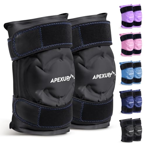APEXUP Ice Pack for Knee Pain Relief, Large Reusable Wrap After Surgery, Flexible Gel Cold Pack for Injuries, Pain Relief for Back, Shoulder, Elbow, Ankle and Leg (Black, L, 2PK) - size: Large-2PK, style: Black