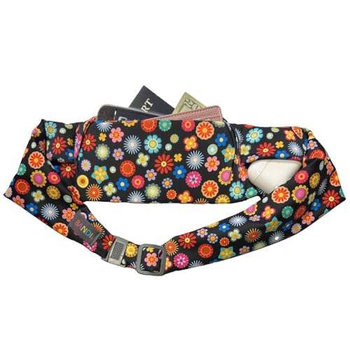 BANDI Running Belt for Women & Men – USA Made No-Bounce Adjustable Waist Pack & Secure Fanny Pack – Fits All Phones, Gels & Essentials – Zipper-Free, Medical Device Friendly - color: Flower Power