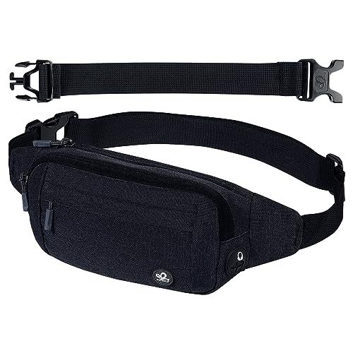 WATERFLY Small Fanny Pack Crossbody Lightweight Waist Bag for Woman Man - color: Black