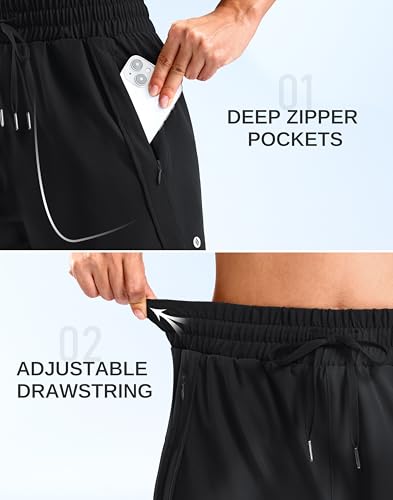 SANTINY Women's 3.5''/5''/7'' Athletic Gym Running Shorts Zipper Pockets - color: Black, size: Medium