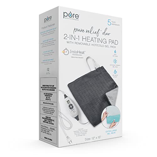 Pure Enrichment PureRelief Duo 2-in-1 Heating Pad with XL Hot/Cold Gel Pack