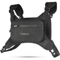 Running Chest Pack, Reflective Vest, Water Repellent, Phone Holder, Workout Bag for Runners, Cycling, Biking, EDC Pouch, Jogging Carrier, Hidden Pocket, Men & Women, Lightweight - color: Black
