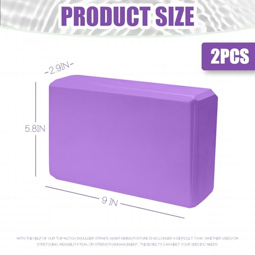 Septo 2 Pcs Yoga Blocks, 9x6x3 Inch Foam Blocks for Pilates - color: Purple